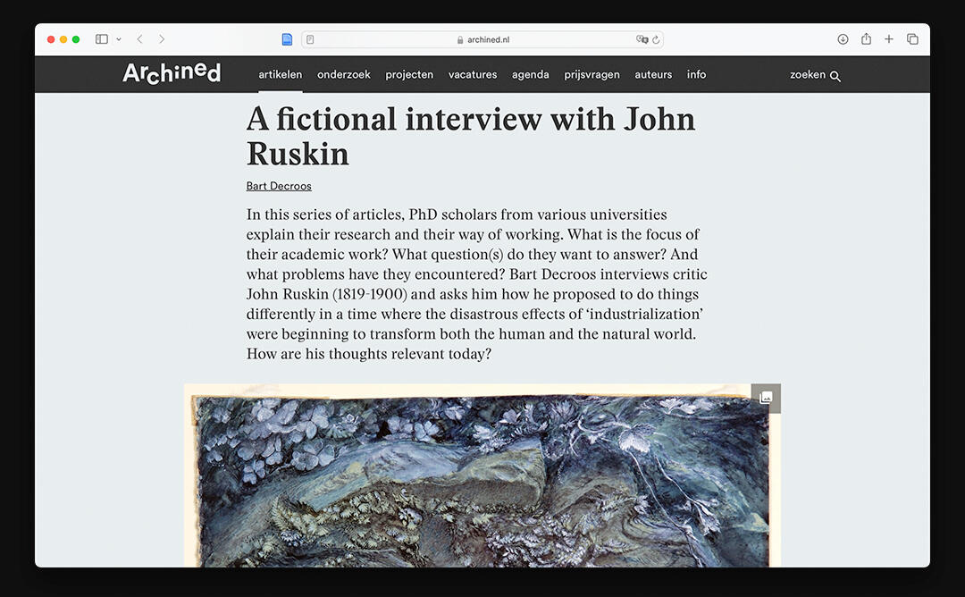 A Fictional Interview with John Ruskin Screenshot of the Archined website